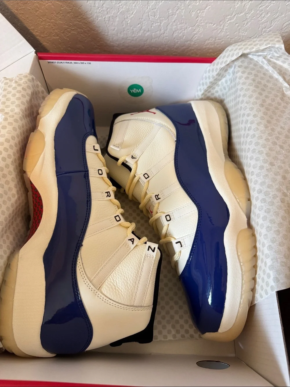 Air Jordan 11 Retro Rare Air mens White/Royal Blue/Red Sneakers